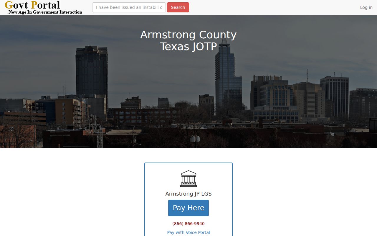 Armstrong JP Government Portal payment landing page