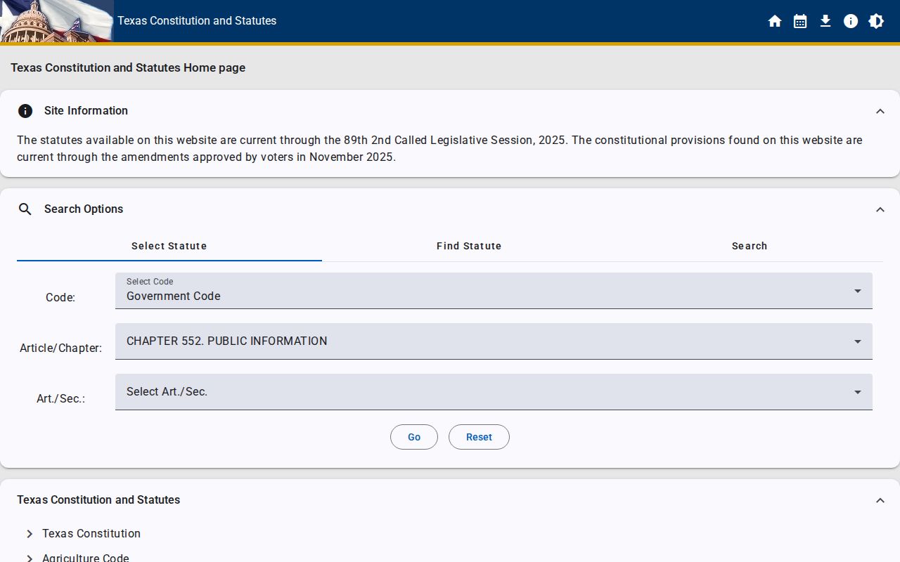 Texas Public Information Act guidance linked from Armstrong County