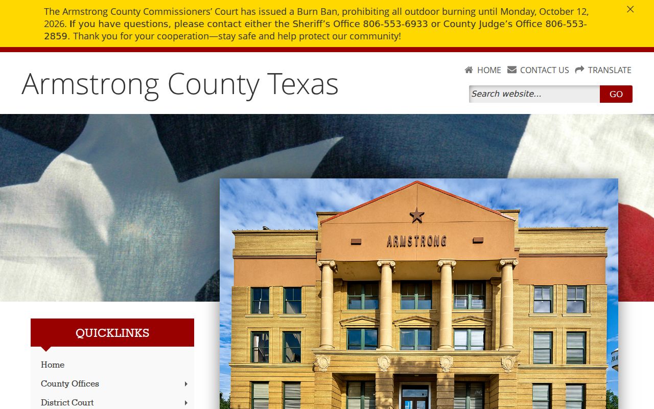 Armstrong County official homepage and courthouse entry point