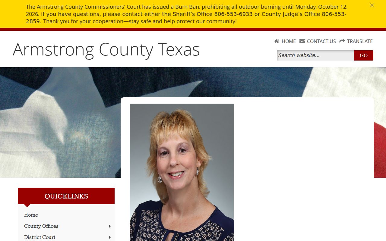 Combined Armstrong County and District Clerk contact page